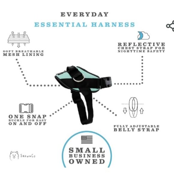 NWT ShawnCo Essential Dog Harness in Sea foam M Medium - Picture 2 of 11